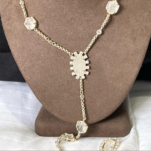 NWT RARE & Retired Kendra Scott Liesl Necklace Iridescent Drusy Rock Crystal CZ - Picture 6 of 10